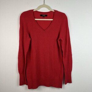 Alex Marie Cashmere Sweater Womens Large Red V Neck Pullover‎ Classic Holiday